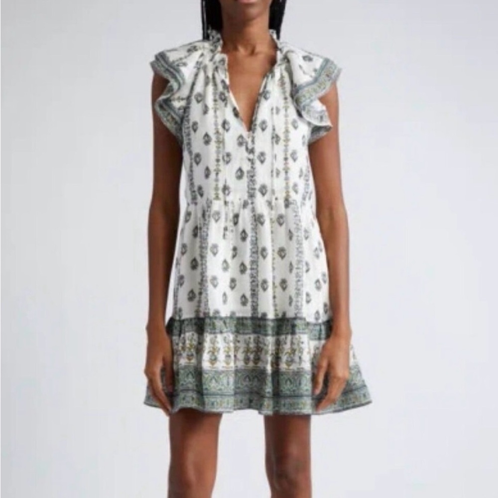 Veronica Beard printed Ramie mini dress in ivory multi. Like new condition.